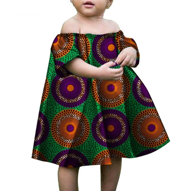 فستان الباتيك الأفريقي الصيفي مع نمط مطبوع فستان طويل للأطفال الملابس الأفريقية التقليدية من بازان الثراء