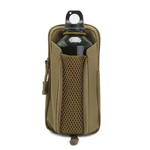 Tactical Water Bottle Carrier Outdoor Molle Pouch Bag Travel Hiking Drawstring Water Bottle Holder Kettle Carrier Bag Phone Bag