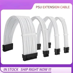 ATX-behuizing Computerverlengsnoer Nylon gevlochten gaas Gebogen draad 4-delige set 18AWG Vertinde koperdraad 24-pins PCI-E 8-pins