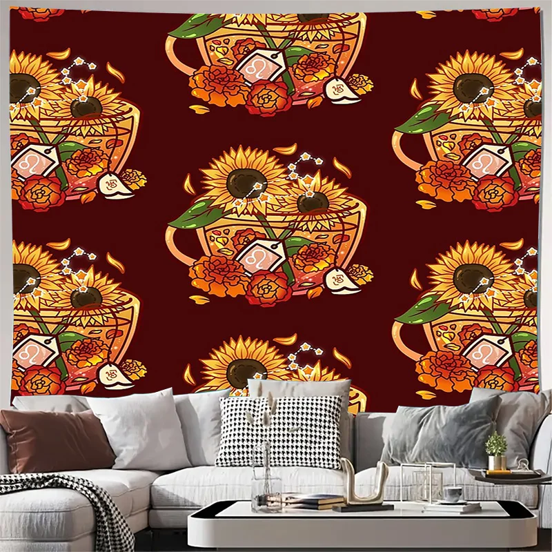 

Настенный гобелен в стиле бохо, винтажный цветочный эстетический декор комнаты, природный пейзаж, гобелен, постельное белье, одеяло, домашний декор