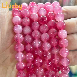 Natural stone rose red Perles de calcédoine Smooth Beads for Jewelry Making DIY woman Bracelets Earrings 15