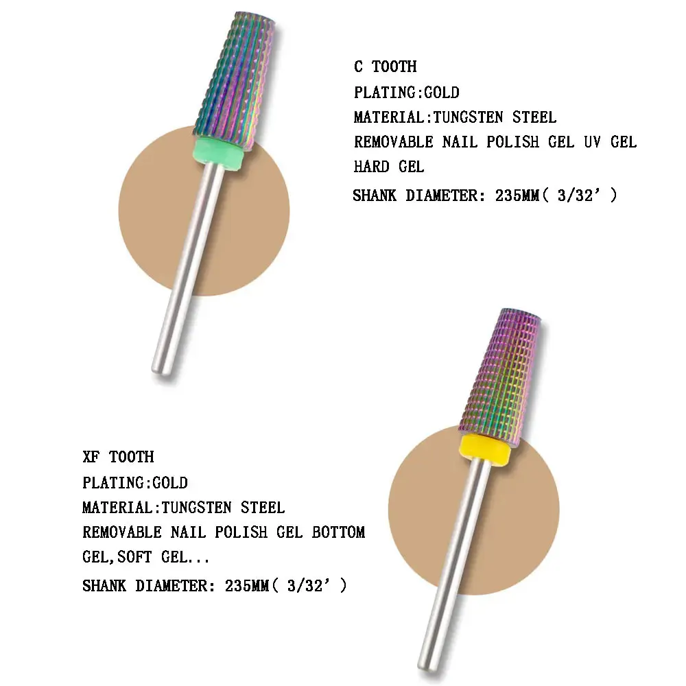 หัวเจียรเล็บ, หัวเจียรทรงกระบอกขนาดใหญ่แบบปลายแบน 3/32 นิ้ว, สำหรับขจัดอะคริลิกหรือเจลแข็งได้อย่างรวดเร็ว, อุปกรณ์ทำเล็บมือและเล็บเท้า