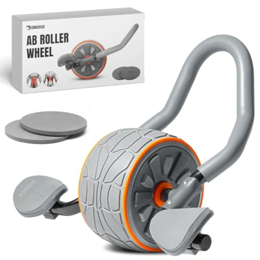 

Ab Roller Wheel with Elbow Support 2 Knee Pads - ABS Exercise Trainer for Home/Gym Core Training - Black/Gray Durable ABS Plast