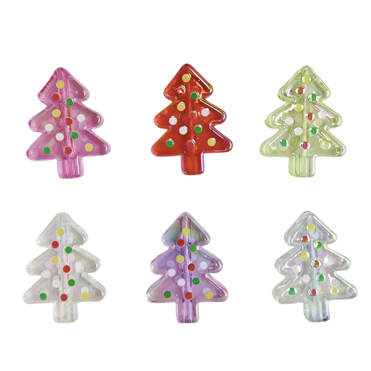 5pcs Happy Christmas cute cartoon Christmas tree acrylic beads for DIY bracelet jewelry pen pendant Handmade material