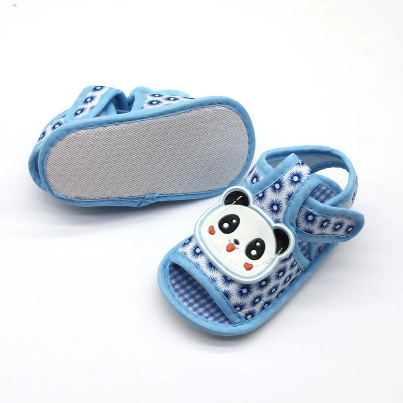 Summer Baby Shoes Cute Full Printed Sandals with Cute Panda Pattern Decor Newborn Infant Cotton Soft Sole Non-Slip First Walkers