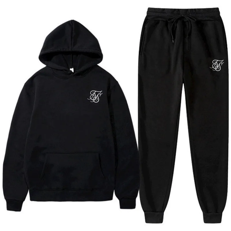

Fashion Casual Brand Sik Silk Men Women Sweatshirt Sweatpants 2 Pieces Set Tracksuit Autumn Winter Hooded Hoodie Sudadera Hombre