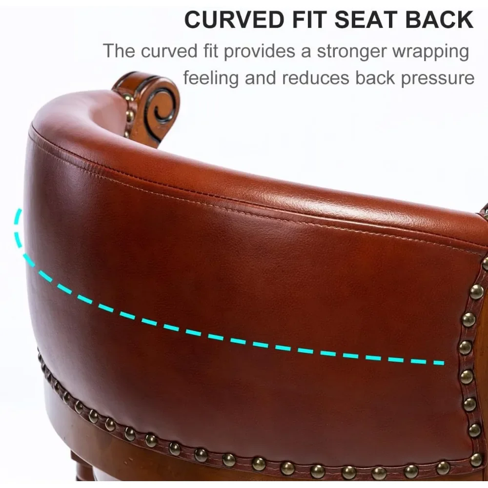 Cow Top Leather Bar Cadeira com Costas, Banquetas de madeira, Altura de 29,5 polegadas, 1PC