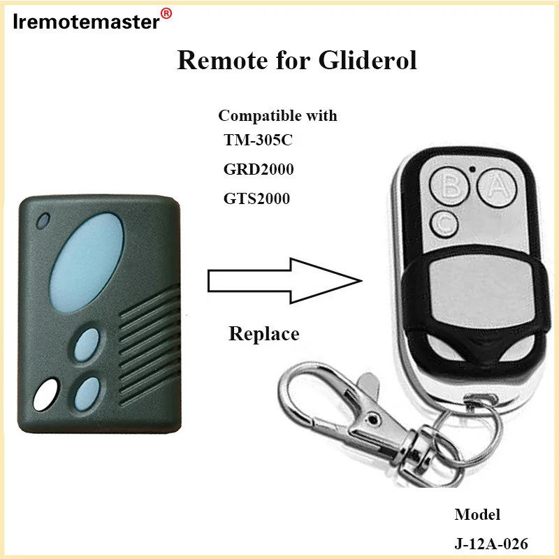 For Gliderol TM-305C 315MHz Compatible with GRD2000 GTS2000 Garage Door Remote Control Gate Glidermatic GTSOpeners Replacement