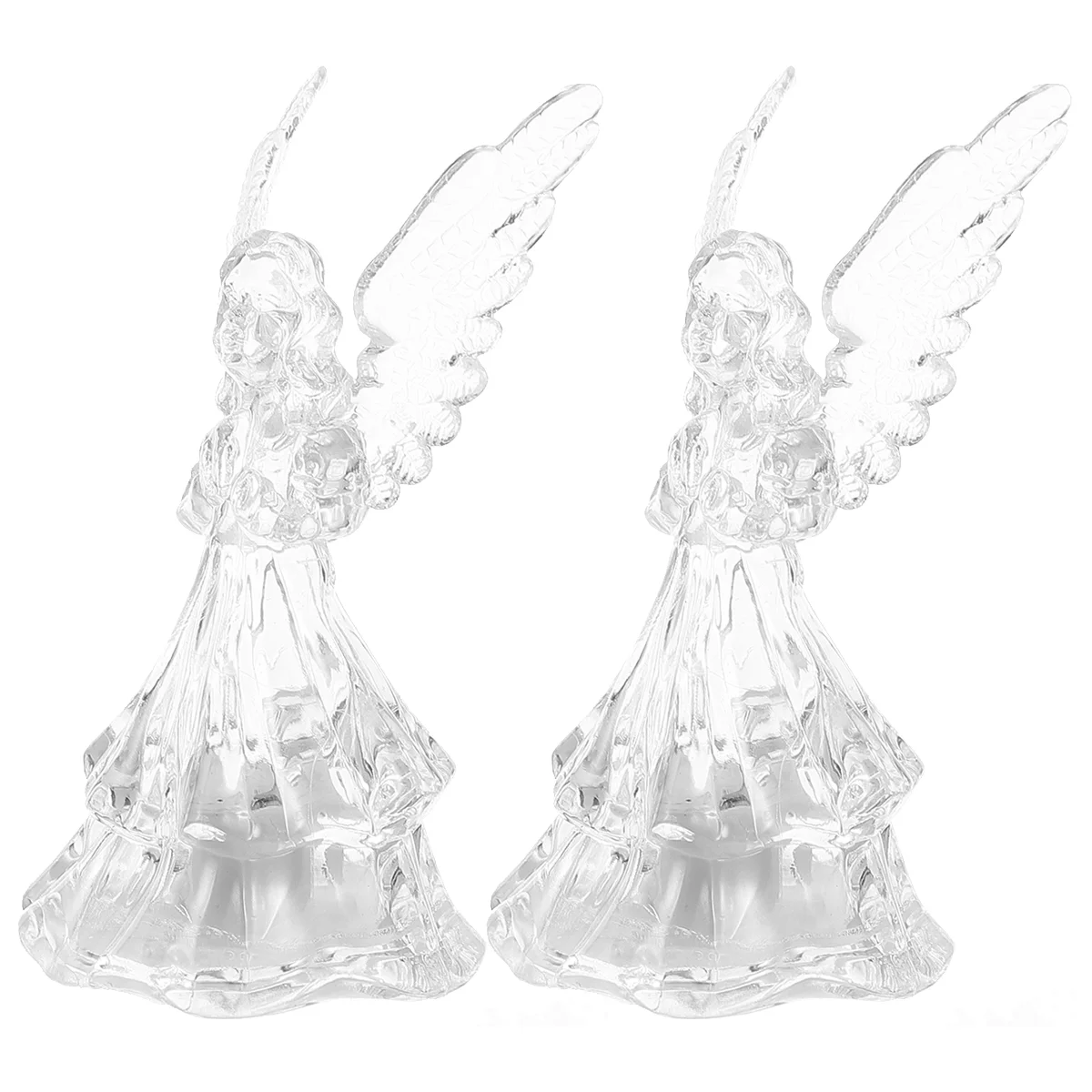 2 Pcs Clear Acrylic Lamp Lighted Angel Color Changing Angel Nightlight Children Room Decor Light Led Angel