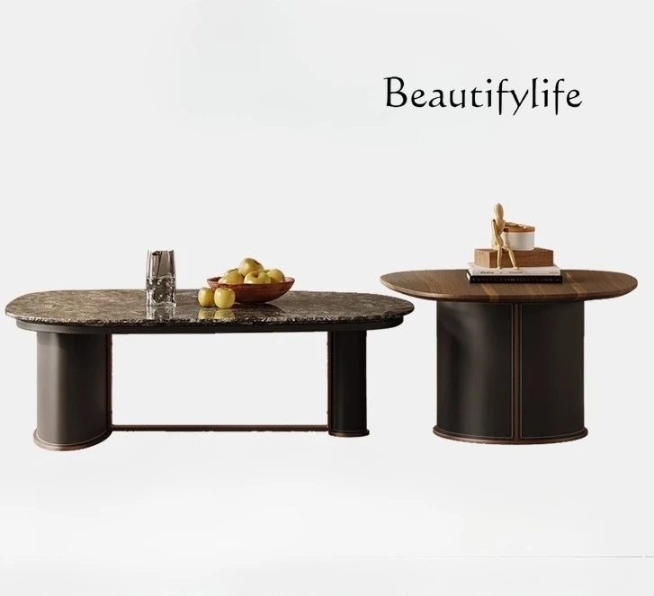 minimalist coffee table combination natural marble living room household small apartment light luxury high-end