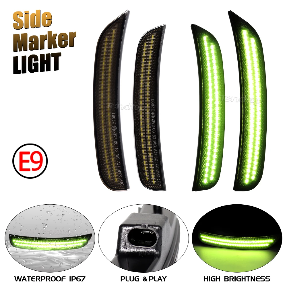 

4pcs LED Lights Rear Bumper Side Marker Light Front Fender Marker Light Green Lights For 2015-2023 Chrysler 300