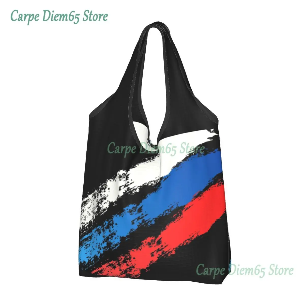 

Custom Russia Flag Russian Pride Shopping Bags Women Portable Big Capacity Grocery Shopper Tote Bags