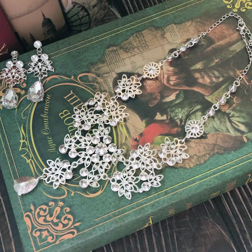 

Necklace Earring Set Suits for Women Wedding Jewelry Costume Little Girls Crowns Bridal Princess Rhinestone Bride Miss