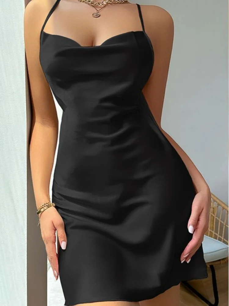 

Women's Silk Cami Nightdress - Sexy Backless Sleepwear Slip Dress Comfortable Pajama Dress for Nightwear Lingerie