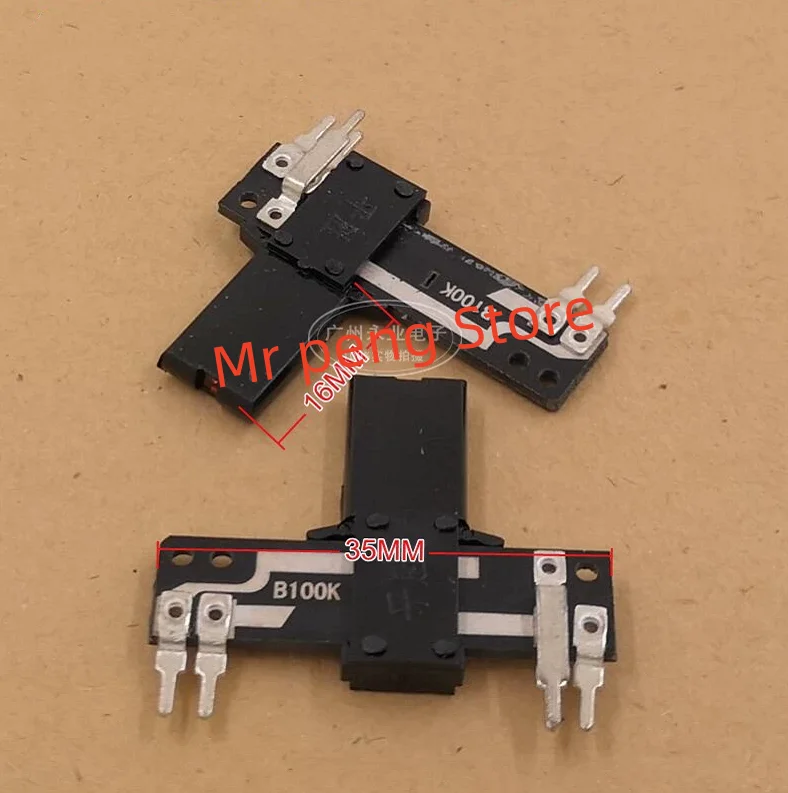 2pcs for 35MM B100K single link light 3 pin +2 pin equalizing fader straight slide mixer sliding potentiometer