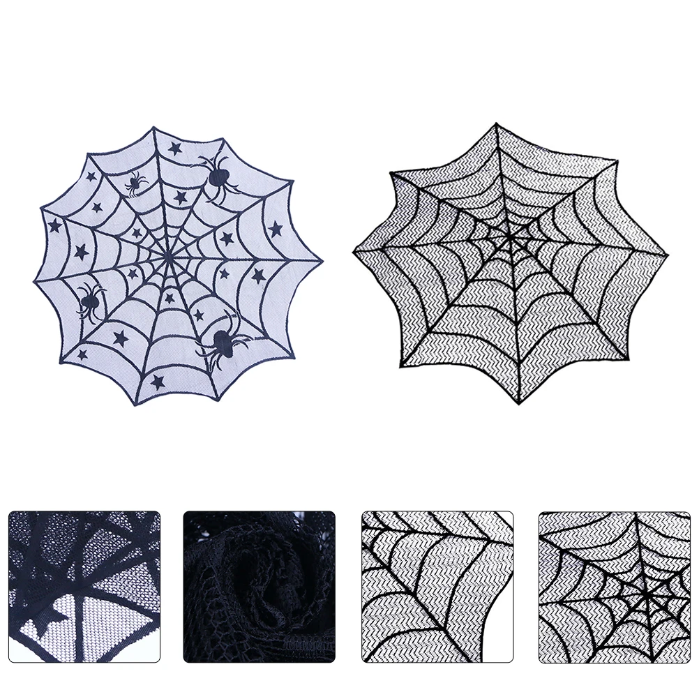 

2 Pcs Spider Web Tablecloth Halloween Decorations Tabletop Dining Lace Party Indoor Cloths