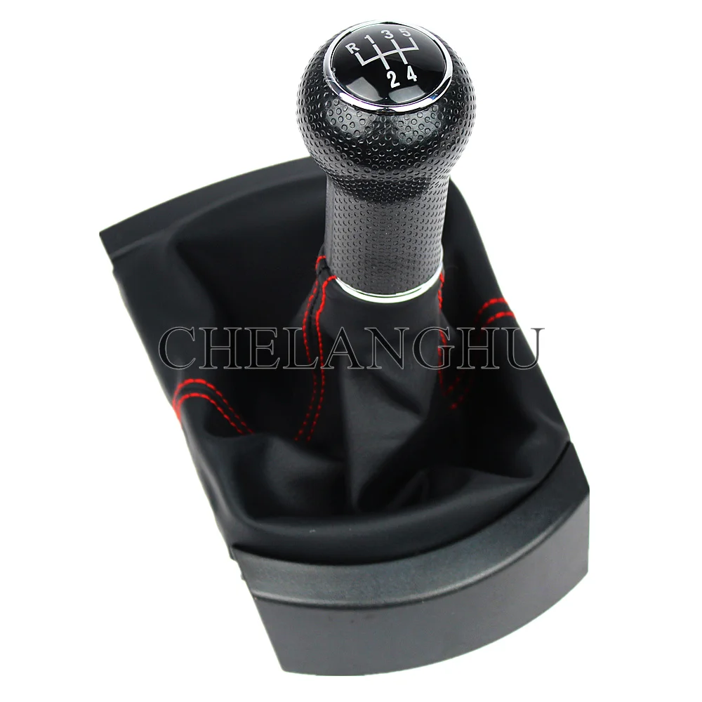 

For Seat Ibiza 1996 1997 1998 1999 2000 2001 Car-Styling 5 Speed Car Gear Stick Shift Knob With PU Leather Boot Black Line