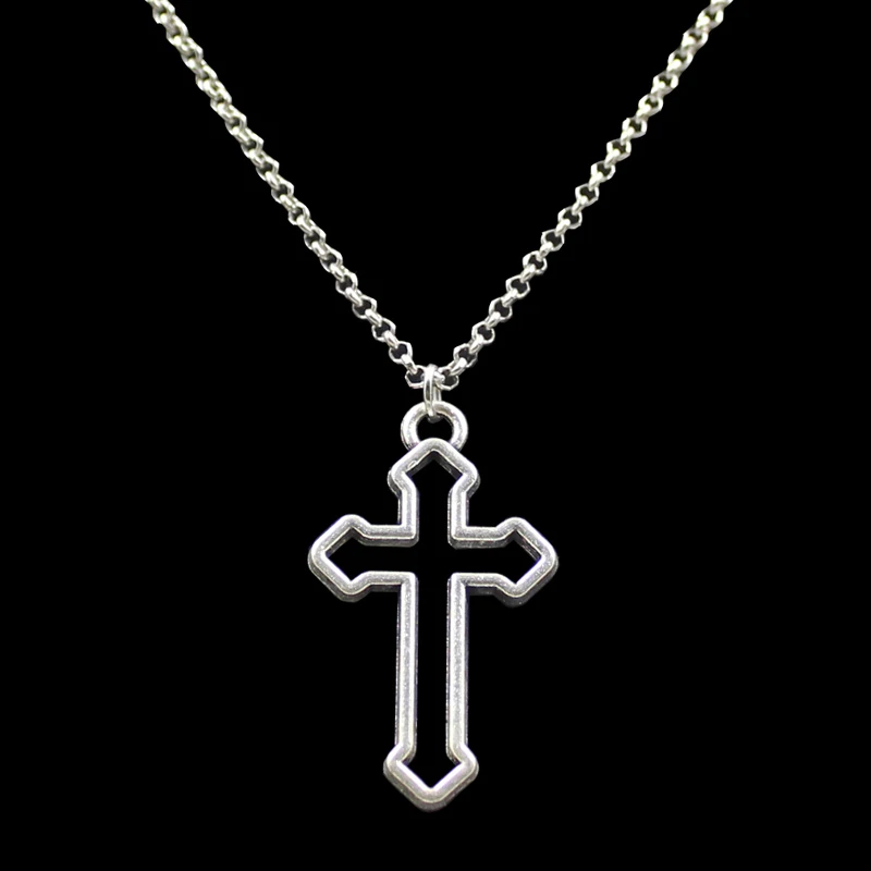 New Fashion Hollow Cross Pendants Round Cross Chain Short Long Mens Womens Silver Color Necklace Jewelry Gift