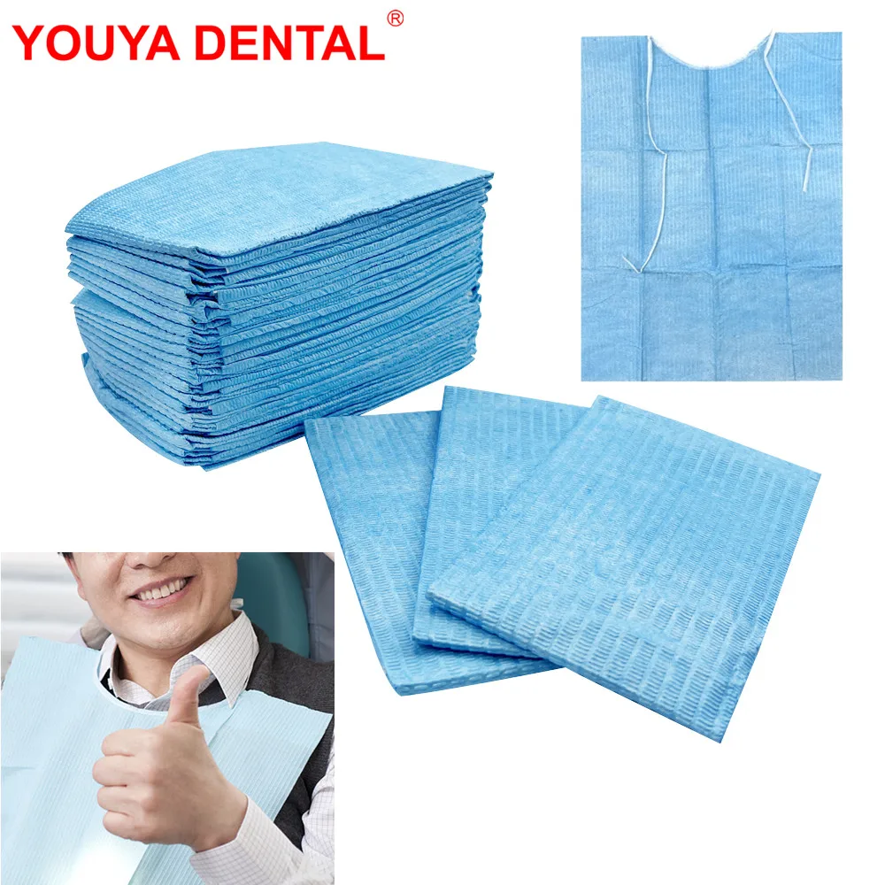 100pcs Dental Bibs Sheets Disposable Waterproof Tattoo Clean Pad With Rope Table Covers Napkins Tattoo Accessories Oral Hygiene