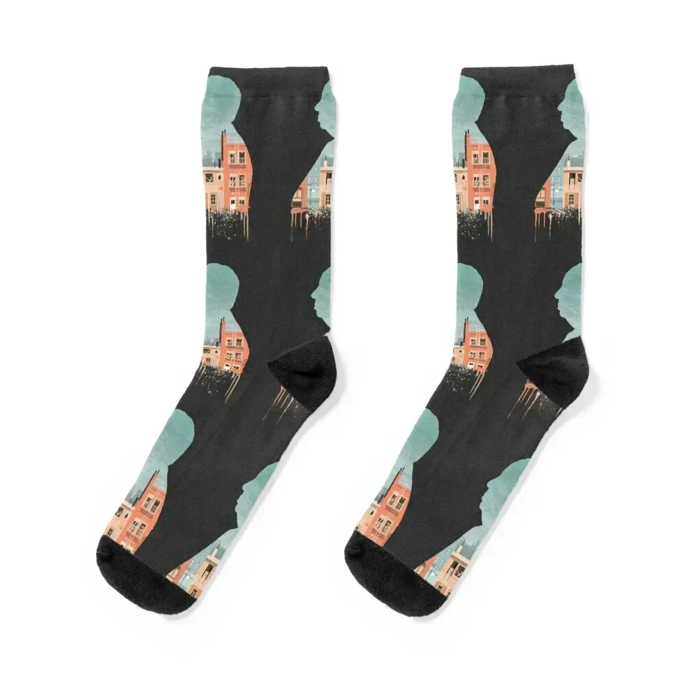 Alfred Hitchcock's Rear Window Illustration by Burro Socks retro winter gifts floral Lots Boy Socks Women's