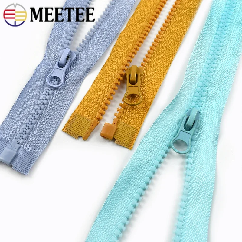 5Pcs Meetee 5# Resin Zipper 40-120cm Open-End Auto Lock Zips for Sewing Bag Coat Garment Zippers Repair Kit Decorative Accessory