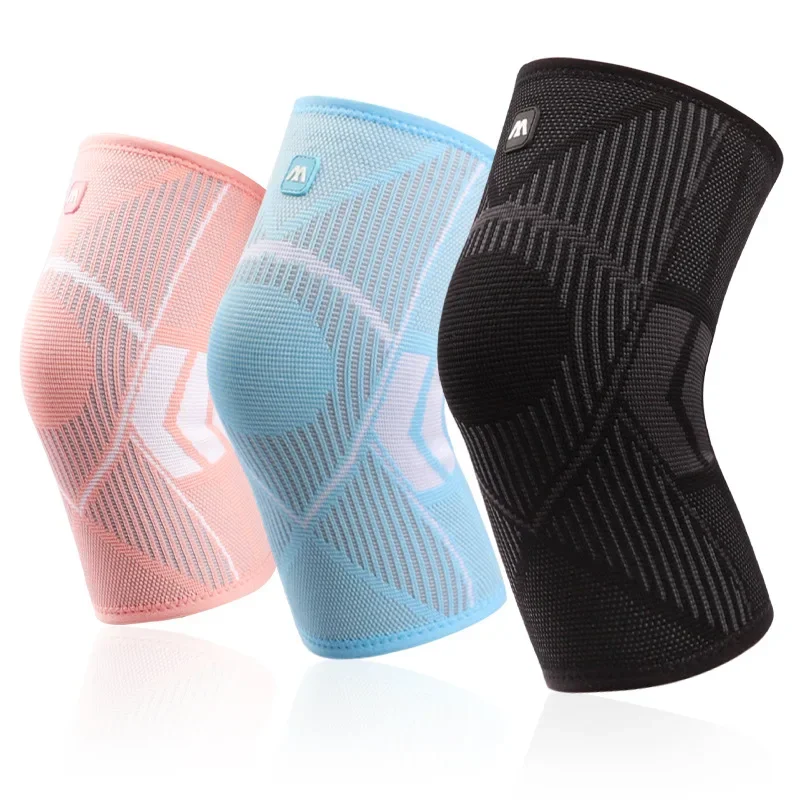 1 Pair Knee Pads Elastic Breathable Knee Support Brace Silicone Non-slip Fitness Running Cycling Compression Knee Protector