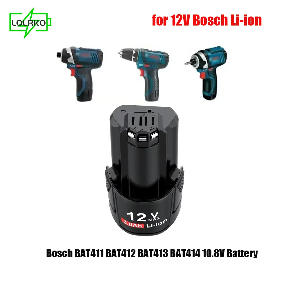 

For 12V3.0Ah Bosch Li-ion BAT420 Replacement Battery for Bosch BAT411 BAT412 BAT413 BAT414 10.8V Battery Cordless Power Tools