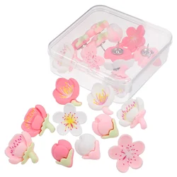 20 pçs desenho criativo resina flor de pêssego tachinha delicada tachinhas substituíveis modelagem bonito