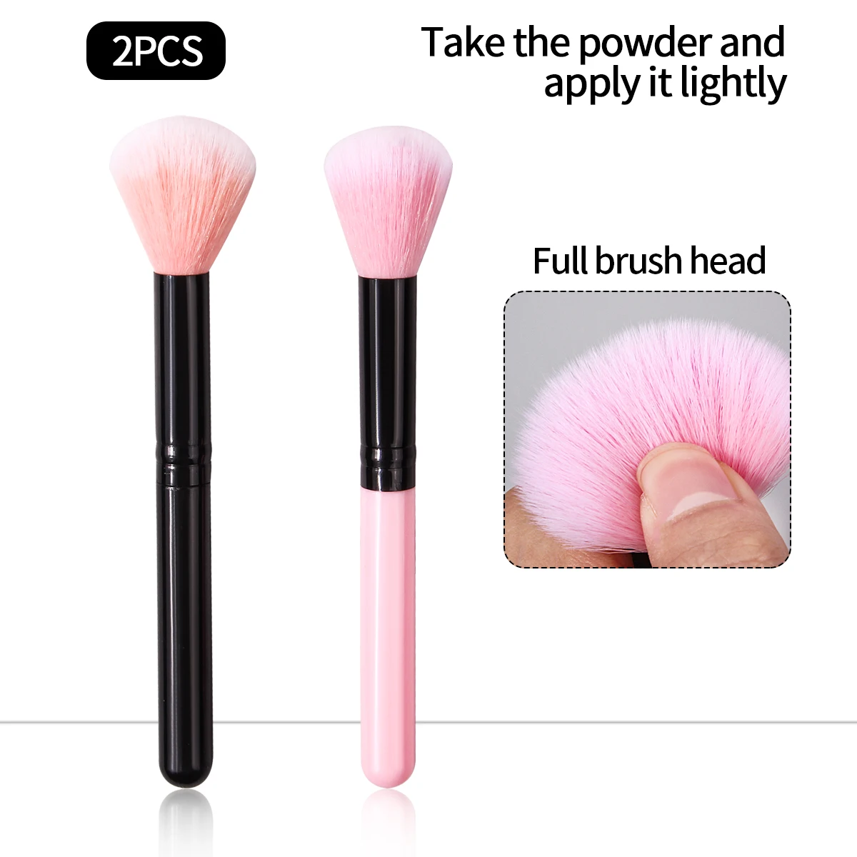 2Pcs Blush Makeup Brush,Highlighter&Loose Powder,Even Blending Portable Beauty Tools for Daily Makeup Beginners