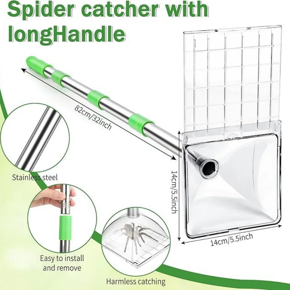 Indoor Outdoor Universal 32 Inch Adjustable Long Handle Multi-Pest Grabber Catcher Tool Non-Touch Pest Catcher Release Tool