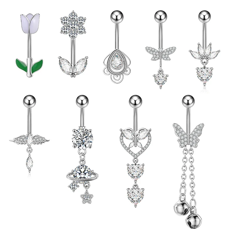 

Модный пирсинг для пупка в форме сердца и цветка, украшение-капля, кольцо для пирсинга пупка, подвеска, женские украшения для тела