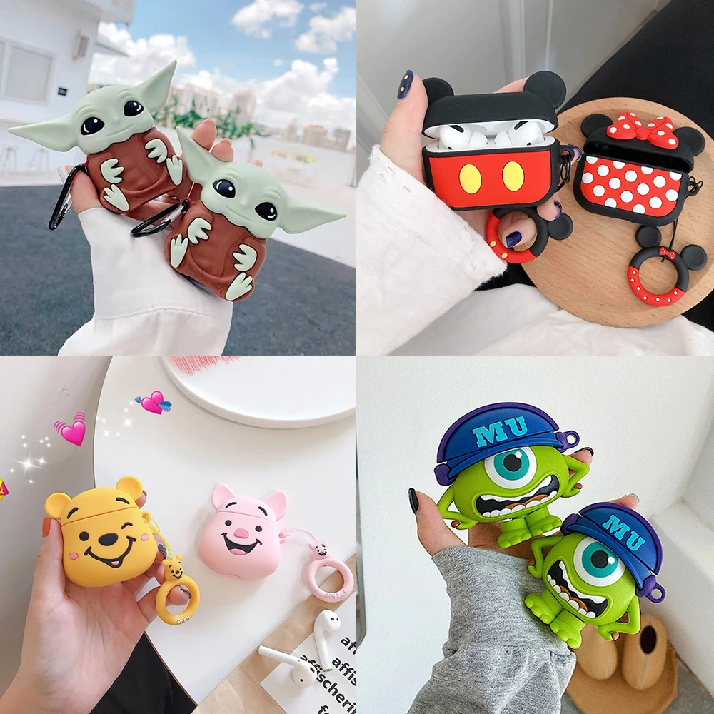 Funda para Apple AirPods 1, 2, 3, funda para AirPods Pro, funda bonita de dibujos animados Yoda, Mickey, Stitch, Spiderman, accesorios para