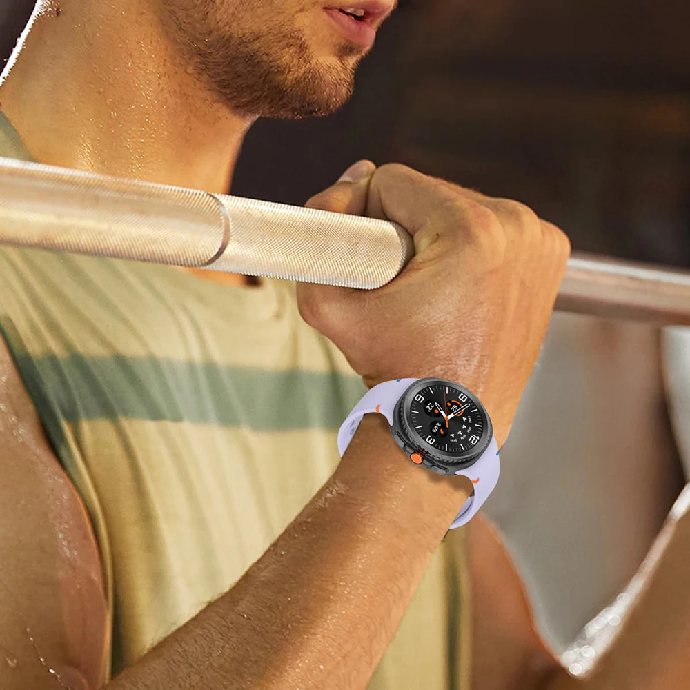 حزام رياضي من السيليكون الناعم لساعة سامسونج جالاكسي 8 كلاسيك 46 ملم/ساعة جالاكسي 8 40 ملم 44 ملم حزام ساعة متين لساعة جالاكسي 8