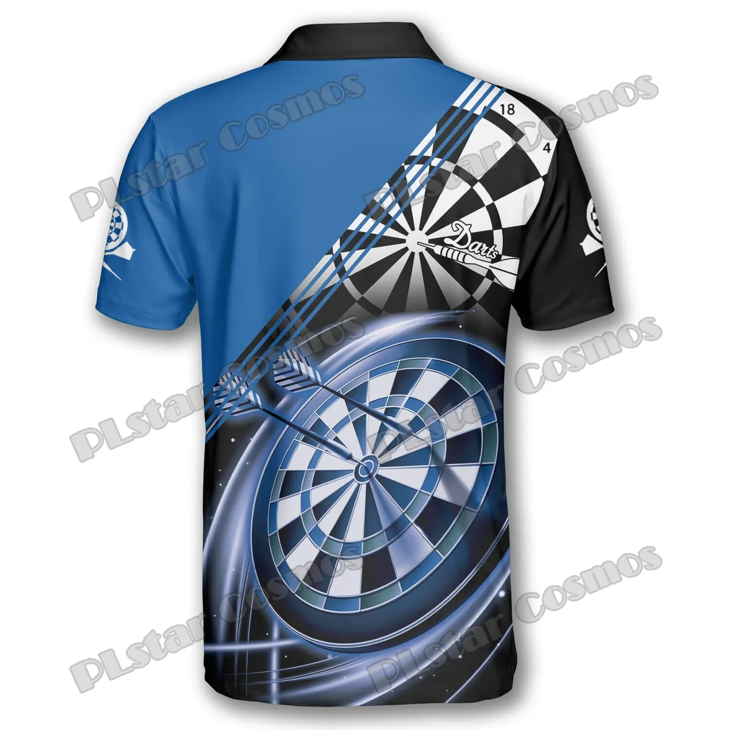 Darts Black White Emblem Pattern Custom Name 3D Printed Fashion Men's Polo Shirts Summer Casual Unisex Premium Polo Shirt PLP35
