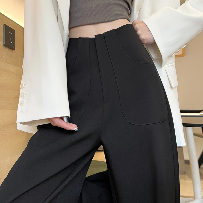 

High Waist Drapey Women's Suit Pants Summer 2026 New Style Slim Fit Casual Wide Leg Pants Elegant Casual Trousers for Ladies
