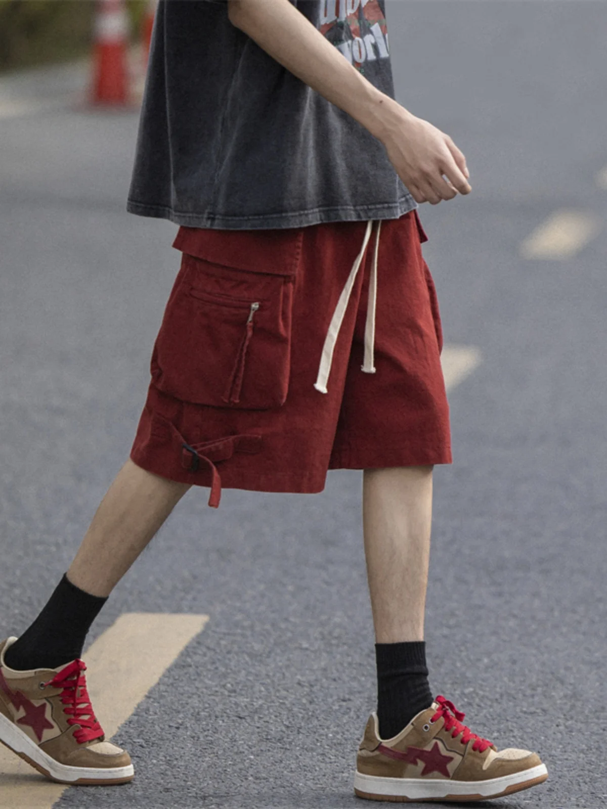 

Retro Japanese Sle Men's Workwear ort Pants Summer Trendy Functional Sports Five-Part Loose Casual Mid-Length orts