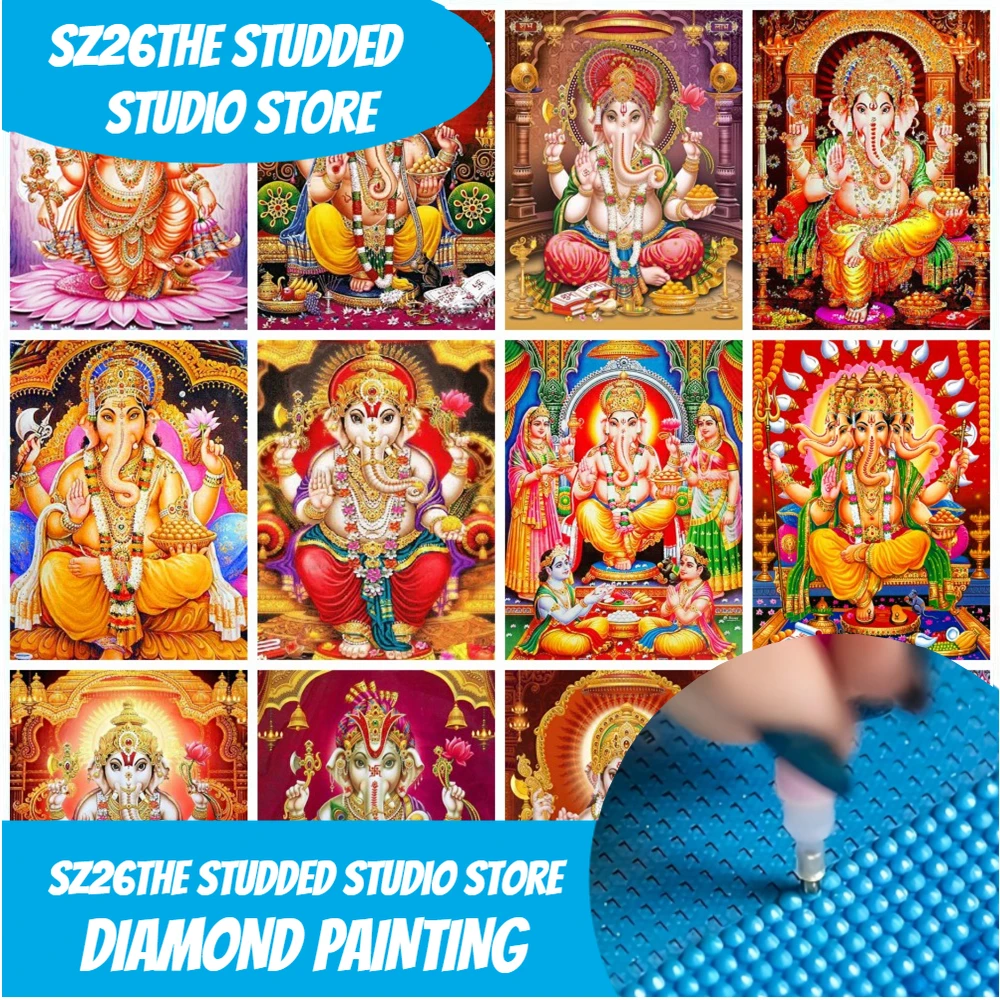 

Sz26The Studded 5d алмазная живопись полная дрель Ганеша домашний декор круглая вышивка мозаика Бог вышивка крестиком настенное искусство