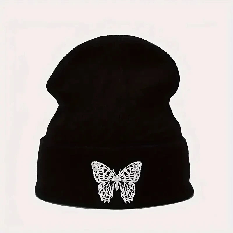 

1 шт. вязаная шапка с вышивкой бабочкой, одежда для занятий спортом на открытом воздухе и отдыха на лыжах в осенних и зимних сезонах