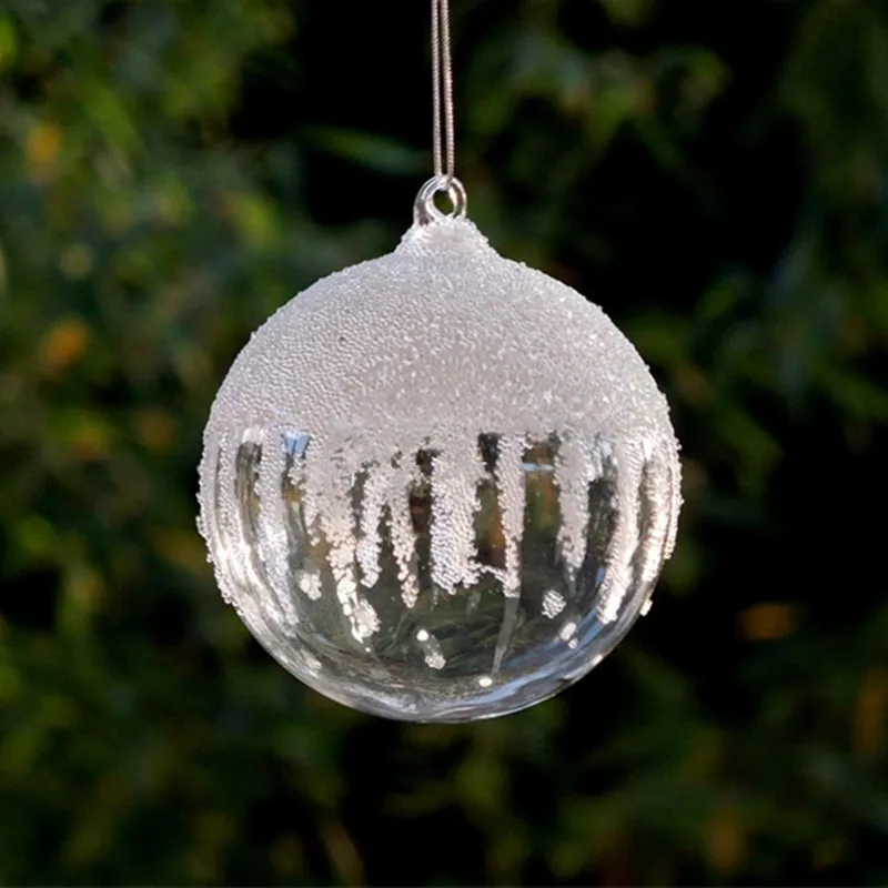 

Free Shipping 8pcs/pack Diameter=10cm Christmas Day Hanging Glass Ball Home Decoration Ornament Handmade Festival Gift Glassware