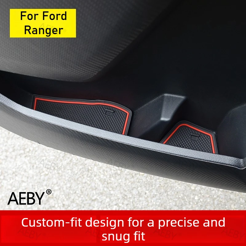 

For Ford Ranger 2022-2026 door slot pad storage box,PVC cup holder lined center console mat,Anti-slip and dust-proof,accessories