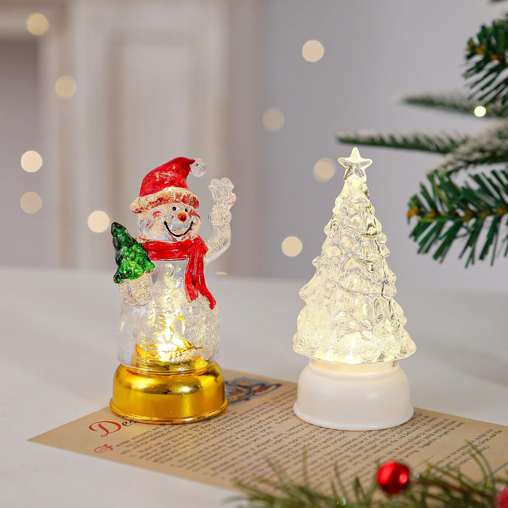 مضيئة سانتا كلوز ثلج الديكور لوازم الحفلات منضدية الحلي أضواء ليلية متجر المنزل زينة عيد الميلاد السنة الجديدة