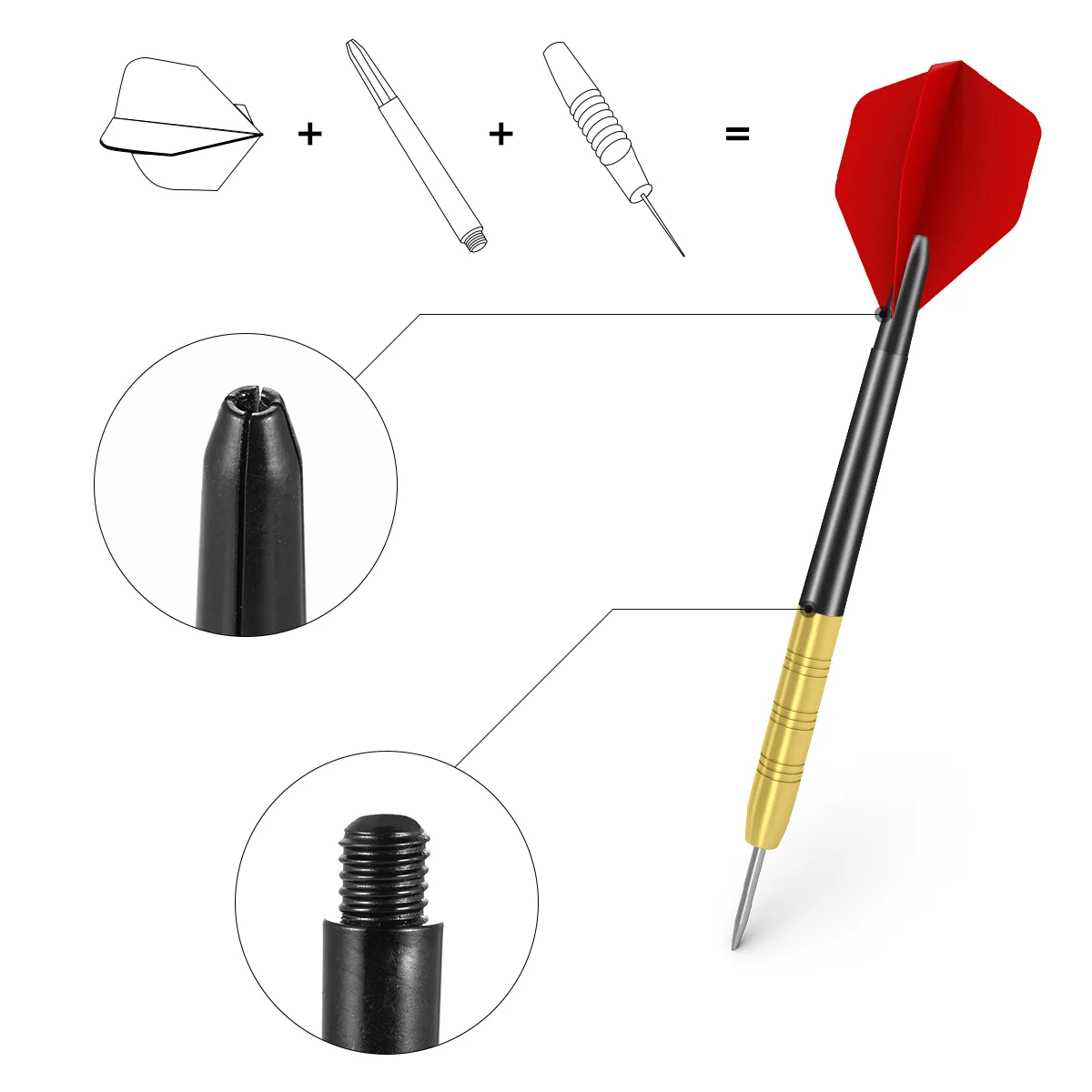 BESPORTBLE 100pcs Plastic Shafts Accessories Stems Plastic Pole Rod with Standard 2BA Screw Thread (Black)