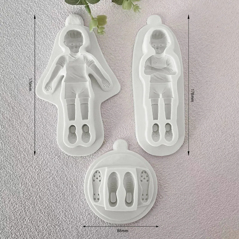 Silicone Cake Mold Football Players Sneakers Fondant Mold DIY Plaster Work Cupcake Jelly Candy Chocolate Decoration Baking Tool