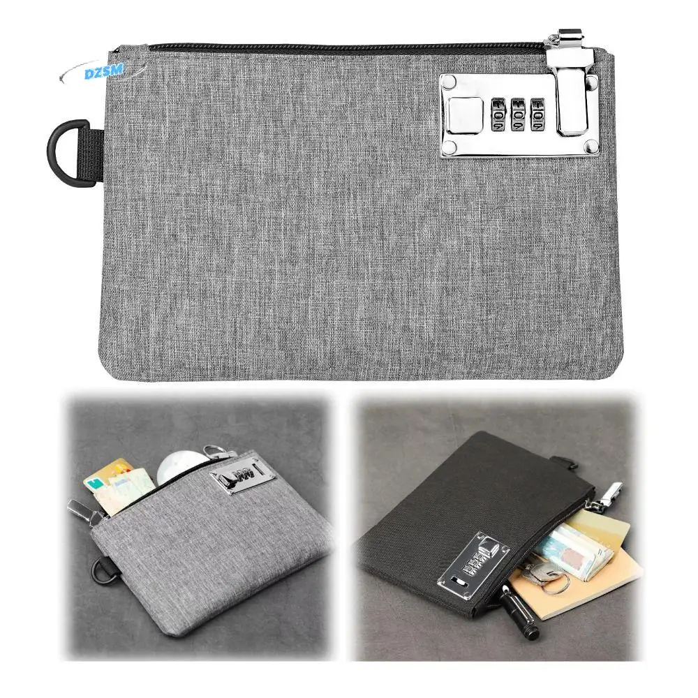 

Coin Purse Lockable Money Bag Oxford Cloth Strong Zippers Wallet With Lock Compact Size Phone Case Men's Clutch Bag