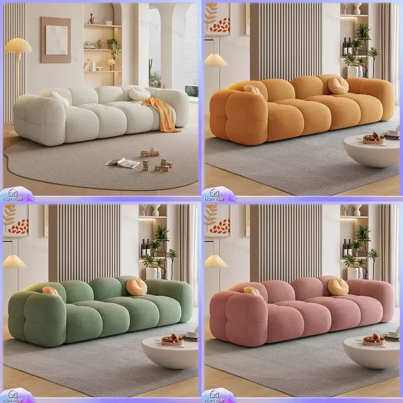 Modern Modular Sofa Set for Living Room 2 Seater and 3 Seater Swan Shape Flannel Fabric Eco Friendly High Density Sponge