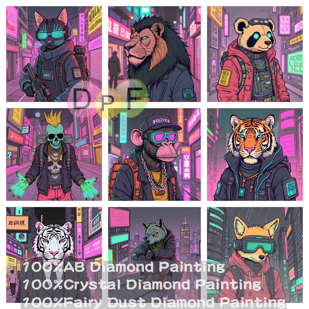 Dpf 100% Full Fairy Dust Drill Crystal Ab Diamond Painting Cyberpunk Comic Style Embroidery Art Home Decor Crafts Gift-image