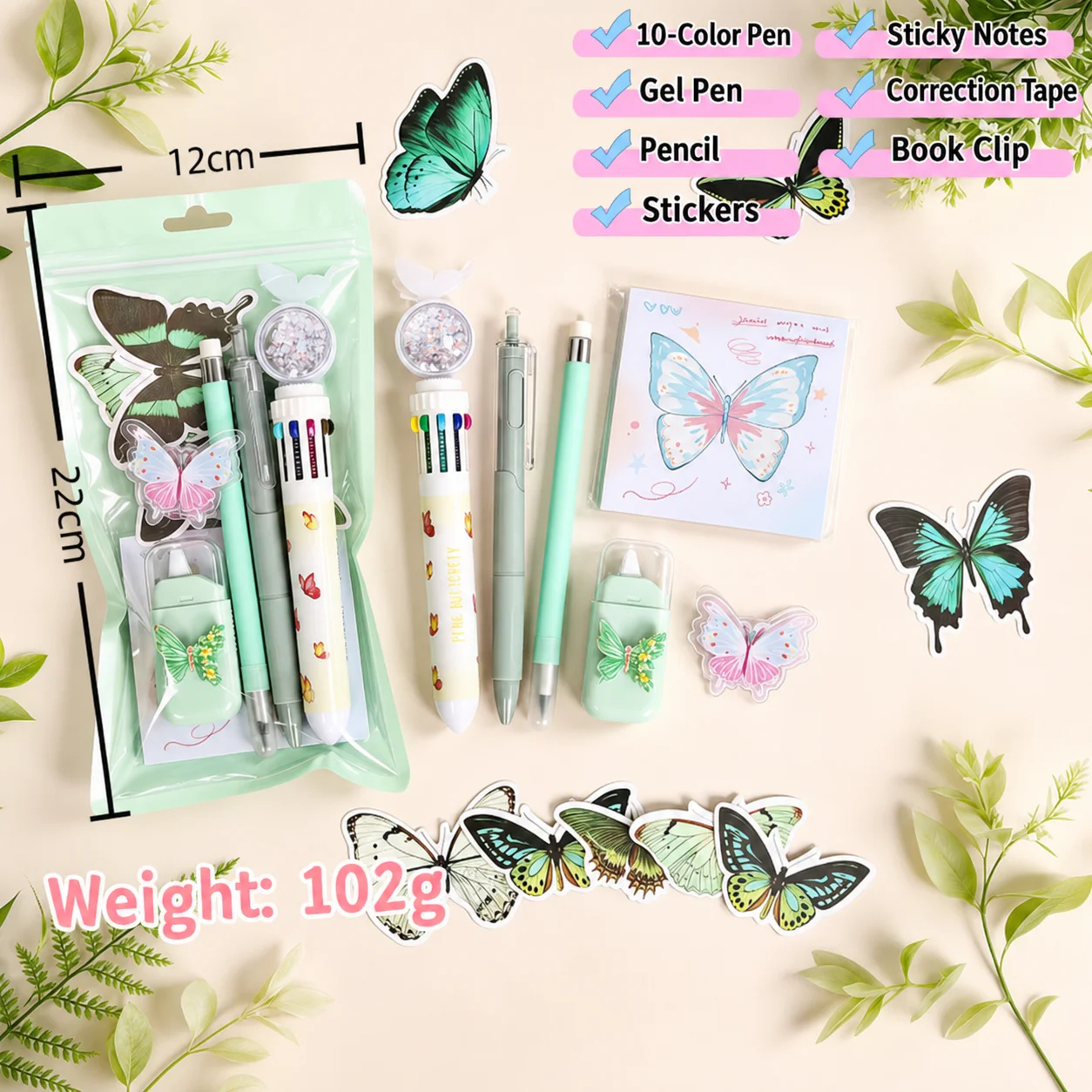Multi Piece Stationery Set Macaron Color Butterfly Stationery Set Butterfly Themed Stationery Kit Butterfly Themed For Students
