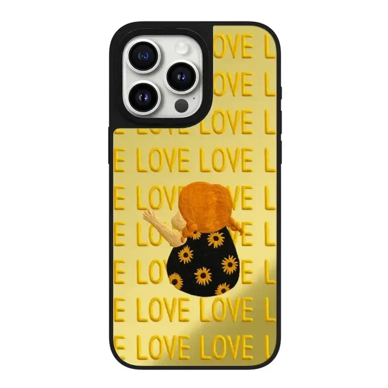 

Cute Bear Puppy Mirror Magnetic iPhone 11 12 13 15 14 16 Pro Max Protective Case, Fits iPhone 16 Pro Max