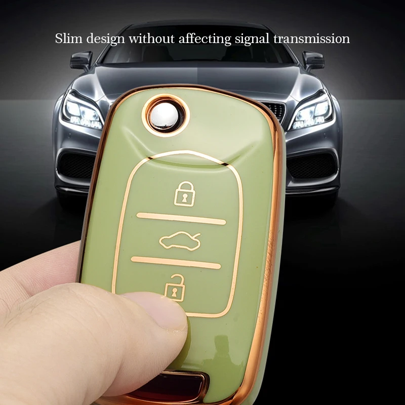 Nowy miękki TPU samochód klucz składany Case osłona z uchwytem Fob dla Baojun 510 730 560 310 E200 530 Keyless Protector Shell Auto akcesoria