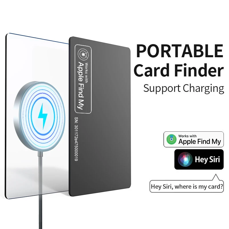 

Wireless charger Anti-loss card wallet GPS locator smart mini tag With iPhone Find My Bluetooth Device Ultra-thin Card airtag